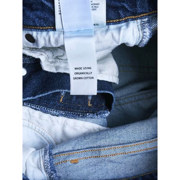 Agolde Riley Long Straight Leg Jeans 24 High Rise Blue Dark Wash Classic Luxury - Picture 8 of 8